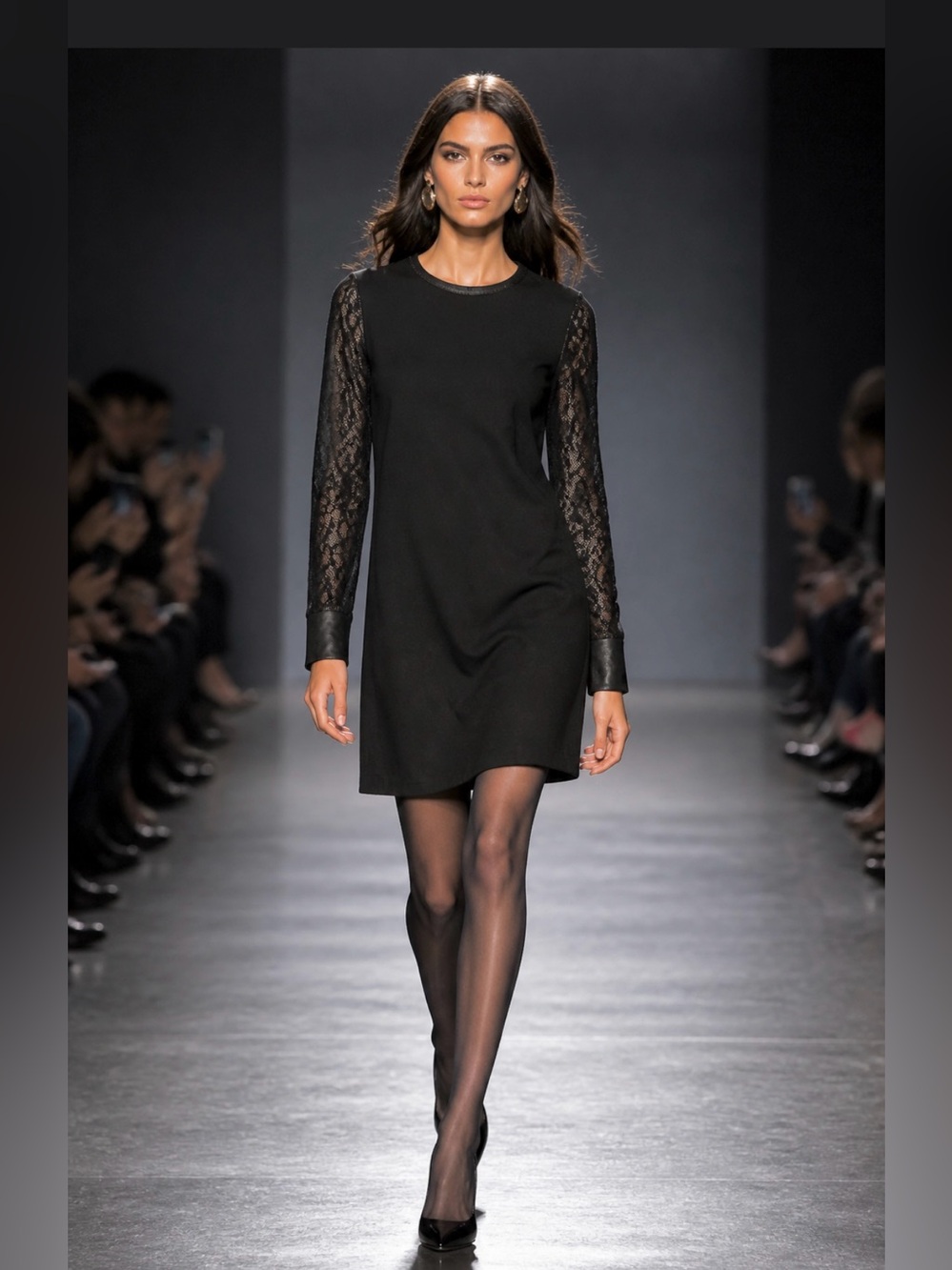 Kenneth Cole New York Black Lace Sleeve Shift Dress
